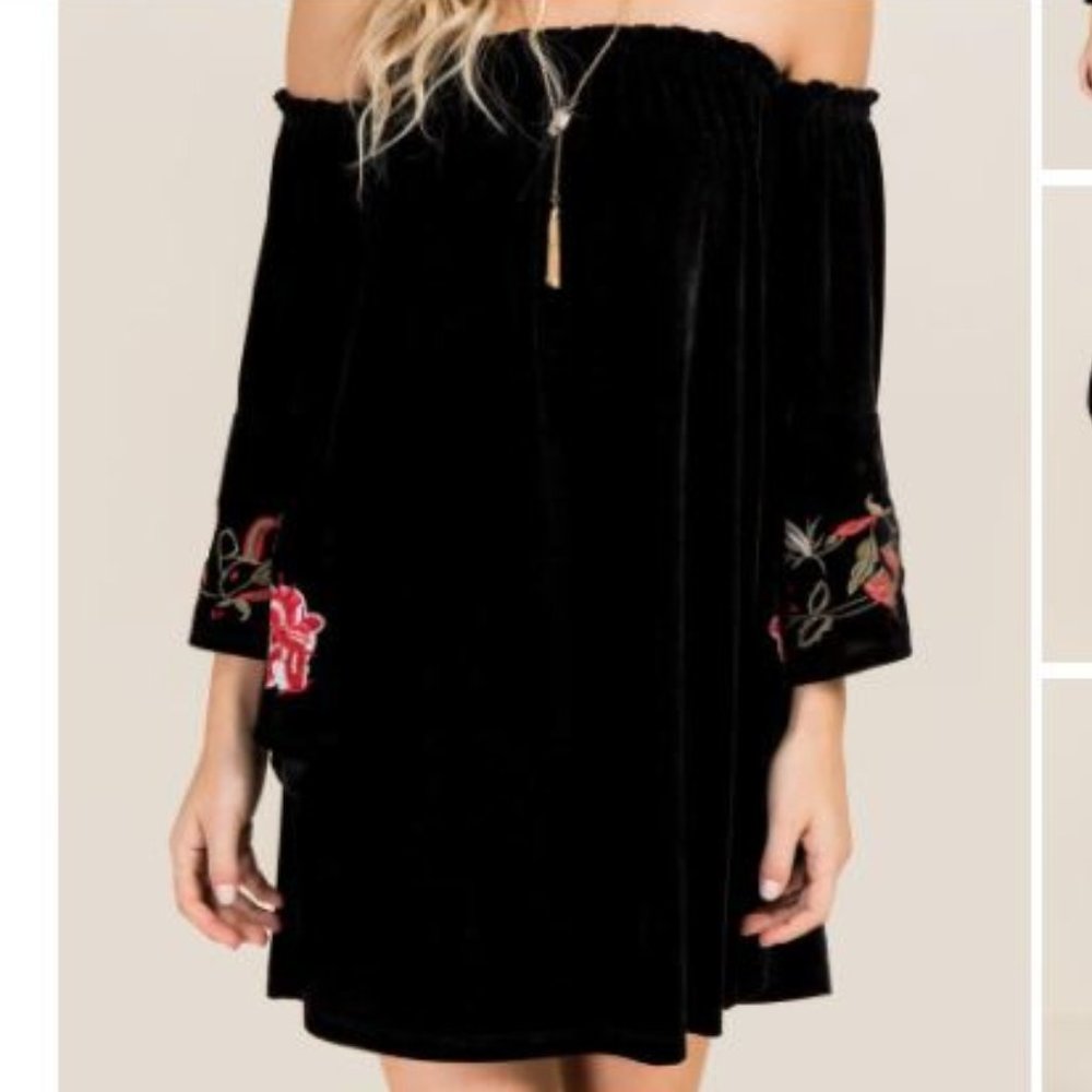 Aster Embroidered Off The Shoulder Dress